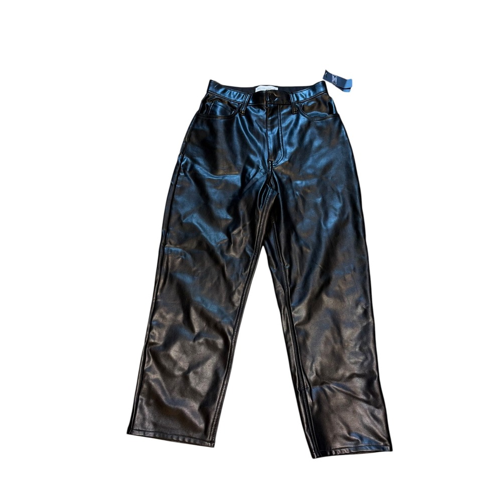 Abercrombie & Fitch Curve Love Vegan‎ Leather Ankle Straight Pants Black 27 4S